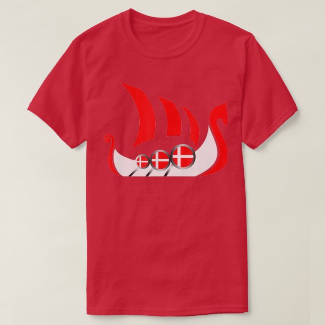 T-shirt Danemark Viking Ship Danois Drapeau Dragon Bateau (Design devant)