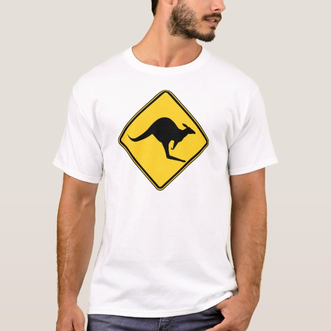 T-shirt danger d'avertissement de kangourou dans le jour (Devant)