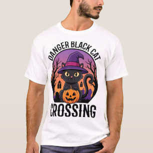 T-shirt Danger Halloween Chat Noir Traverse