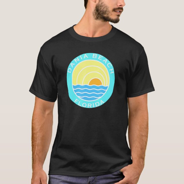 T-shirt Dania Beach Floride Retro Sunset (Devant)