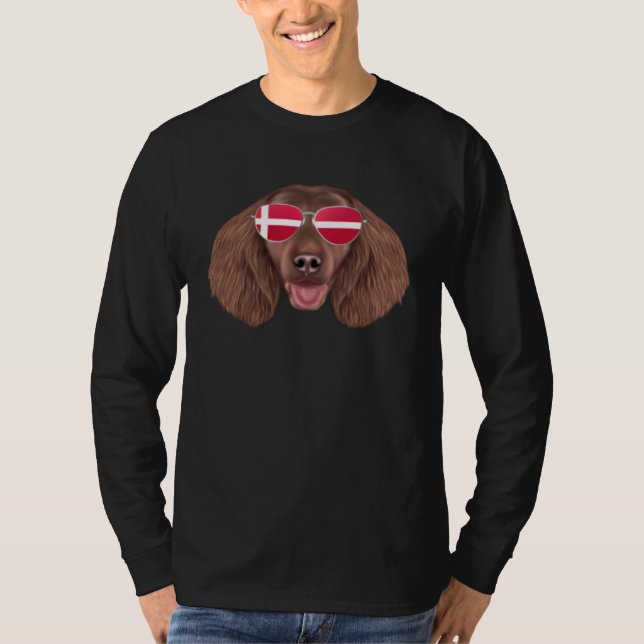 T-shirt Danish Flag American Water Spaniel Dog Denmark Poc (Devant)