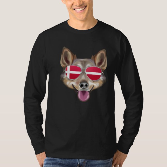T-shirt Danish Flag Cairn Terrier Dog Denmark Pocket (Devant)