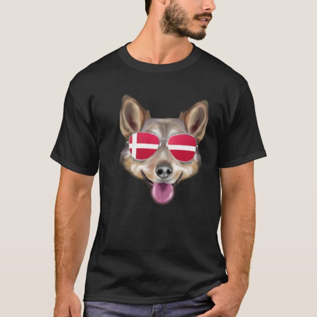 T-shirt Danish Flag Cairn Terrier Dog Denmark Pocket (Devant)