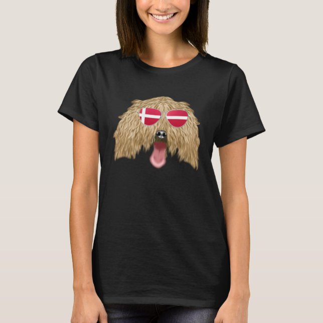 T-shirt Danish Flag Italian Greyhound Dog Denmark Pocket (Devant)