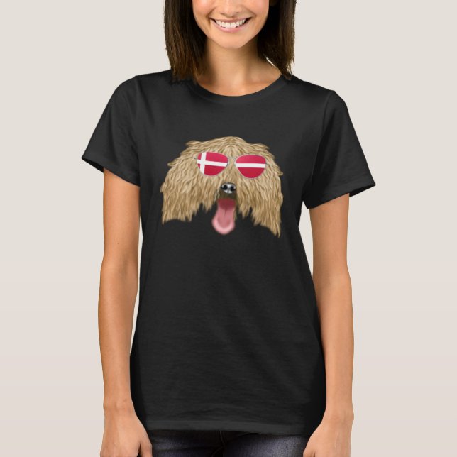 T-shirt Danish Flag Italian Greyhound Dog Denmark Pocket (Devant)