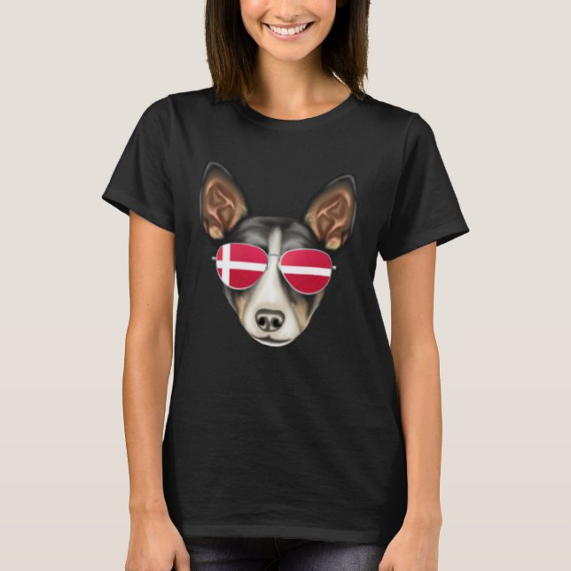 T-shirt Danish Flag Rat Terrier Dog Denmark Pocket (Devant)