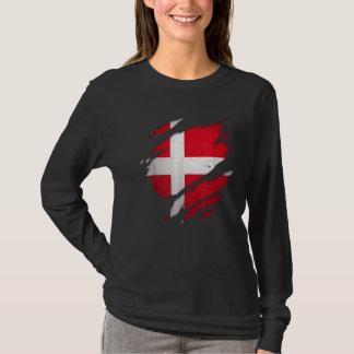 T-shirt Danmark Torn a arraché le drapeau danois