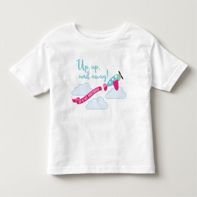 T-shirt d'anniversaire d'avion pour les filles (Devant)