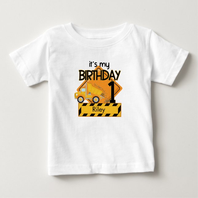 T-shirt d'anniversaire de camion à benne personnal (Devant)