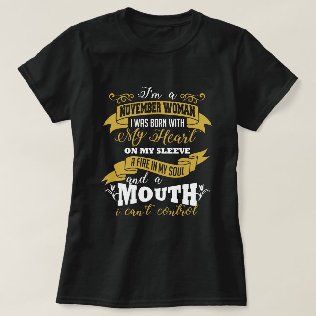 T-shirt d'anniversaire de femme de novembre (Design devant)