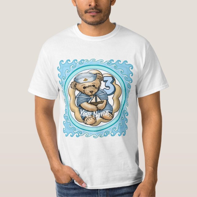 T-shirt d'anniversaire de l'ours de voile âgé de 3 (Devant)
