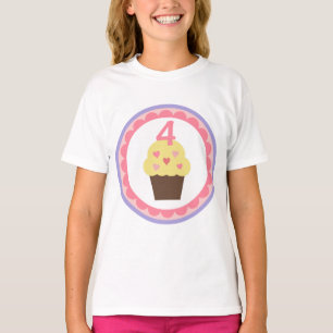 T-shirt d'anniversaire de petit gâteau 4 années
