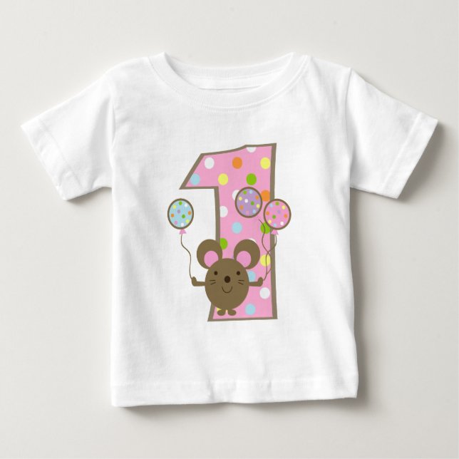 T-shirt d'anniversaire de rose de souris de ballon (Devant)