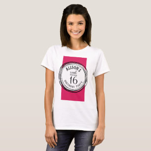 T-shirt d'anniversaire fuchsia sweet sixteen rose 