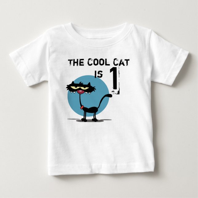 T-shirt d'anniversaire personnalisable Chat cool (Devant)