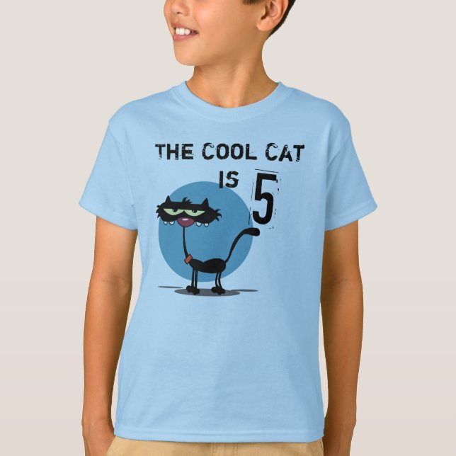 T-shirt d'anniversaire personnalisable Chat cool (Devant)