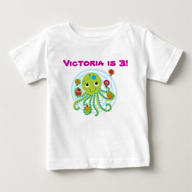 T-shirt d'anniversaire personnalisable Octopus (Devant)
