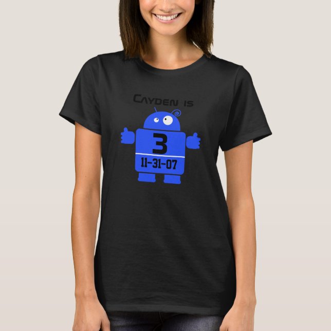 T-shirt d'anniversaire personnalisable pour robot (Devant)