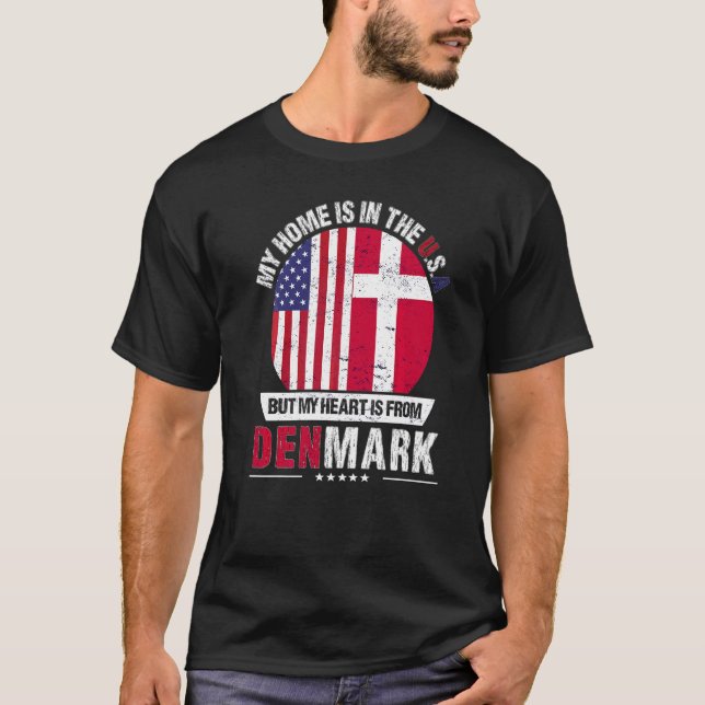 T-shirt Danois-Américain Le Coeur Patriote Du Danemark Gra (Devant)