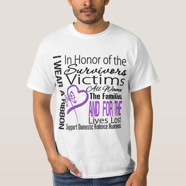T-shirt Dans la violence familiale de collage d'hommage (Devant)