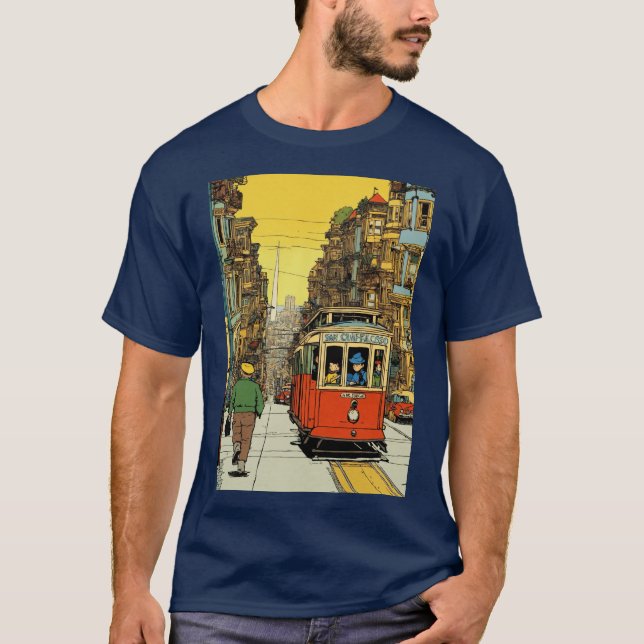 T-shirt dans le style des bandes dessinées Tin-Tin, couleu (Devant)