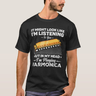 T-shirt Dans ma tête je joue Harmonica Mouth Organ Harmo