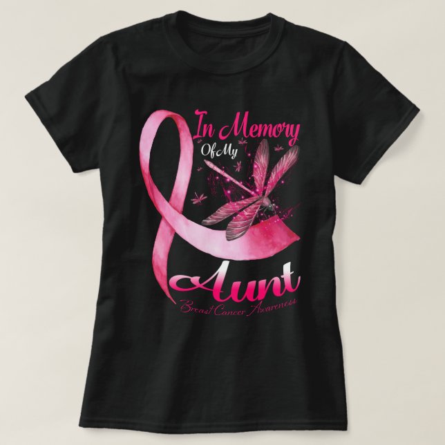 T-shirt Dans Memory of My Aunt Dragonfly Breast Cancer Awa (Design devant)
