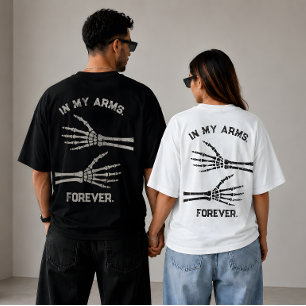 T-shirt Dans mes bras pour toujours squelette Mains Couple