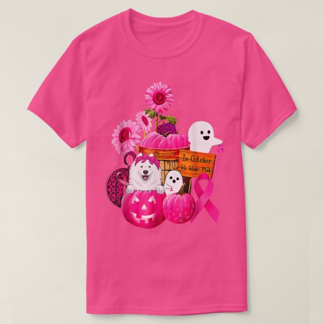 T-shirt Dans October We Wear Pink Samoyed Breast Cancer Ha (Design devant)
