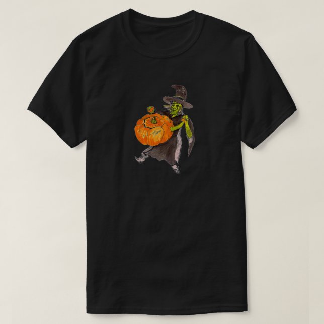 T-shirt Danse de la sorcière Citrouille d'Halloween (Design devant)