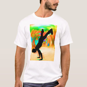 T-shirt Danse de rue, silhouette, vert/orange/jaunes