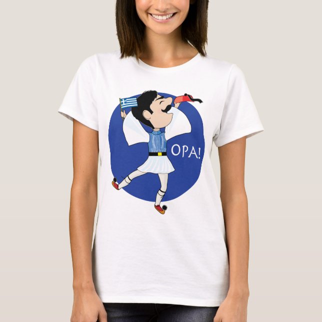 T-shirt Danse d'Evzone de Grec avec le drapeau OPA ! (Devant)