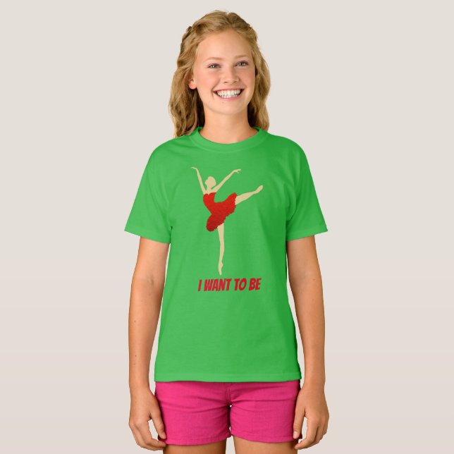 T-shirt Danse gracieuse en robe rouge (Devant entier)
