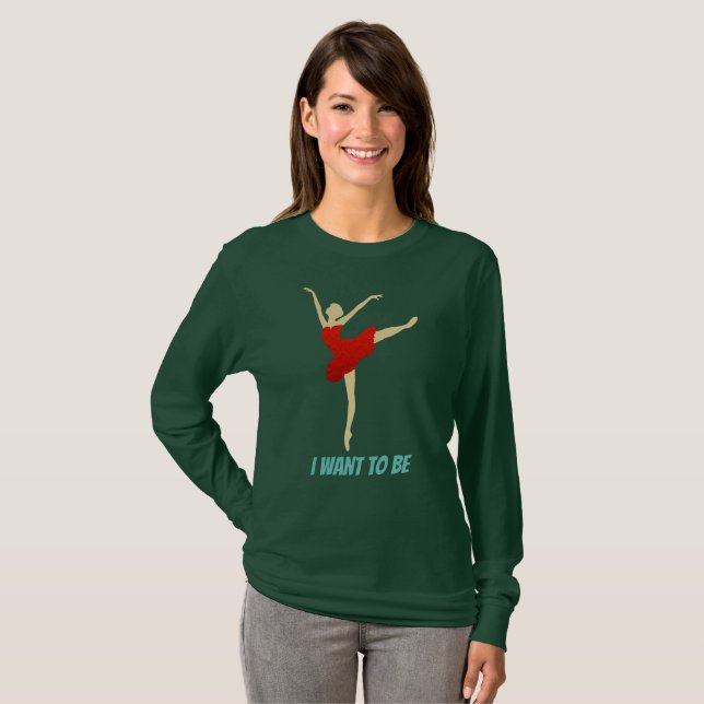 T-shirt Danse gracieuse en robe rouge (Devant entier)
