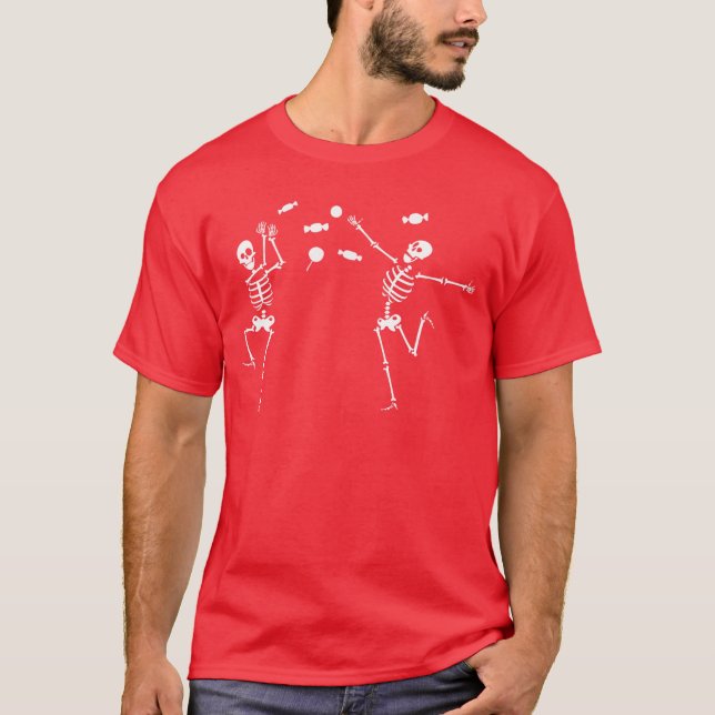 T-shirt Danser Skeletons Candies Halloween Tricoter Ou Tra (Devant)