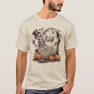 T-shirt Danser Squelette avec Gravestone