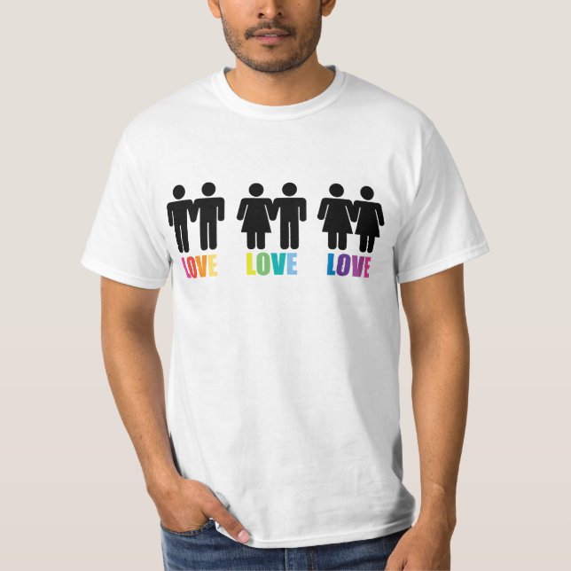T-shirt d'arc-en-ciel d'amour d'amour d'amour (Devant)