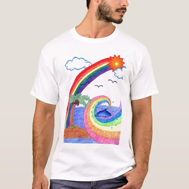 T-shirt d'arc-en-ciel de dauphin (Devant)