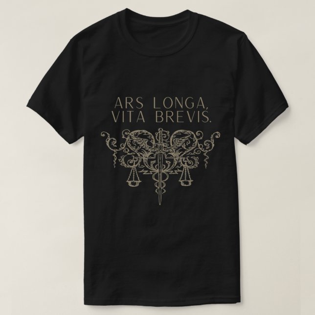 T-shirt Dark Academia Latin, l'art est long, la vie est co (Design devant)