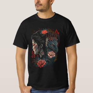 T-shirt Dark Geisha & The Dragon - Bloom dans les ombres