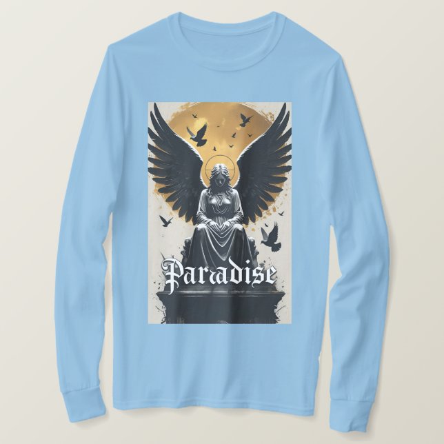 T-shirt Dark Gothic Heaven Design with Halo & Wings (Design devant)