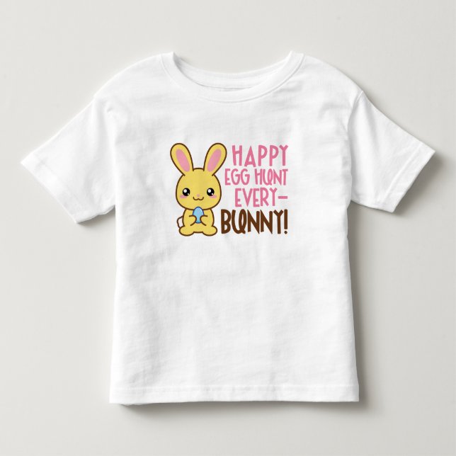 T-shirt d'art de mot de lapin de chasse à oeuf de (Devant)