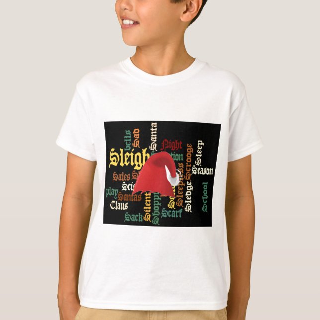 T-shirt d'art de Noël Santa Hat Word (Devant)