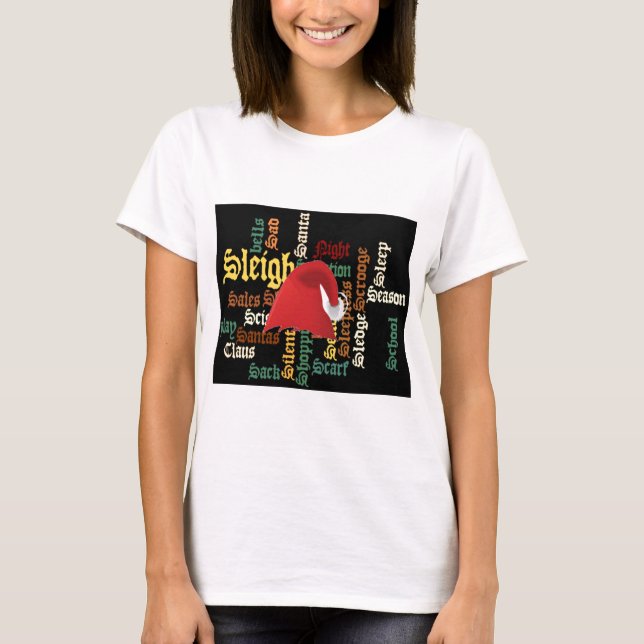 T-shirt d'art de Noël Santa Hat Word (Devant)