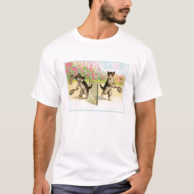 T-shirt d'art Vintage Badminton Kittens (Devant)