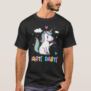 T-shirt Darti Darti Cute Unicorn Darts Joueur fléchettes