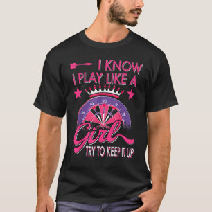 T-shirt Darts Femmes Filles En Dessin Joueur Dart Dessin D