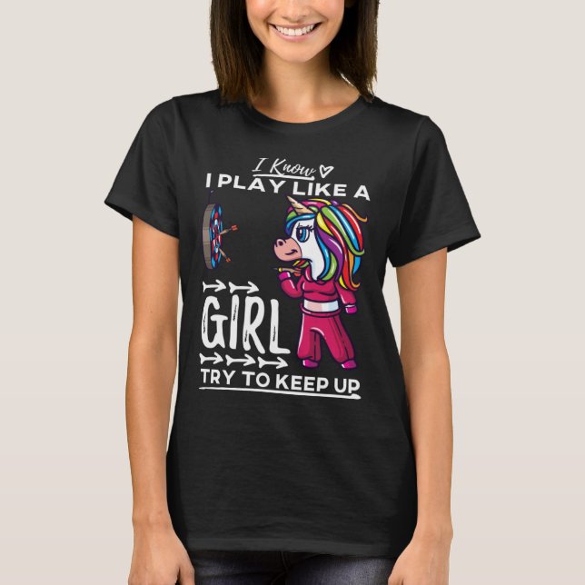 T-shirt Darts Women Arrows Field Team Play Like A Girl Uni (Devant)