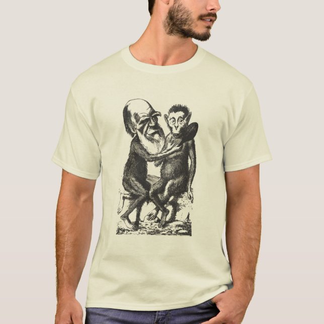 T-shirt Darwin et singe (Devant)