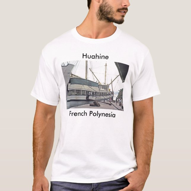 T - Shirt, das Dock bei Huahine, das französische T-Shirt (Vorderseite)
